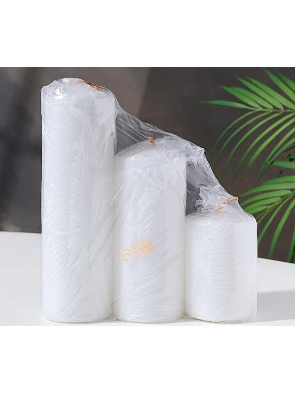 Набор свечей - цилиндров 3в1 (6х14 см, 6х19 см, 6х8,5 см), белый