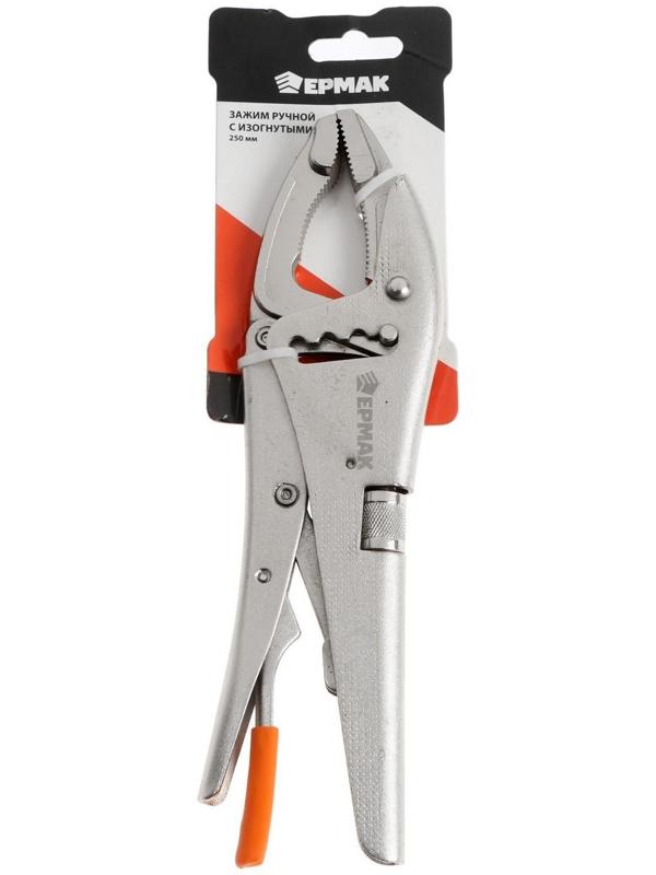 Зажим ручной ЕРМАК 631-006, с изогнутыми губками, 4 положения захвата, 250 мм