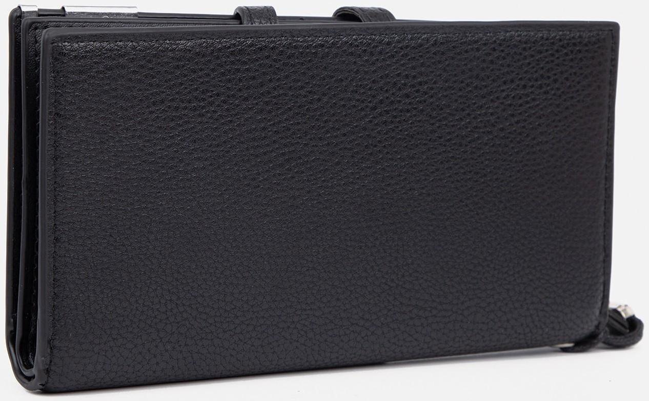 Портмоне на кнопке, отдел для купюр, для карт, для монет, цвет чёрный