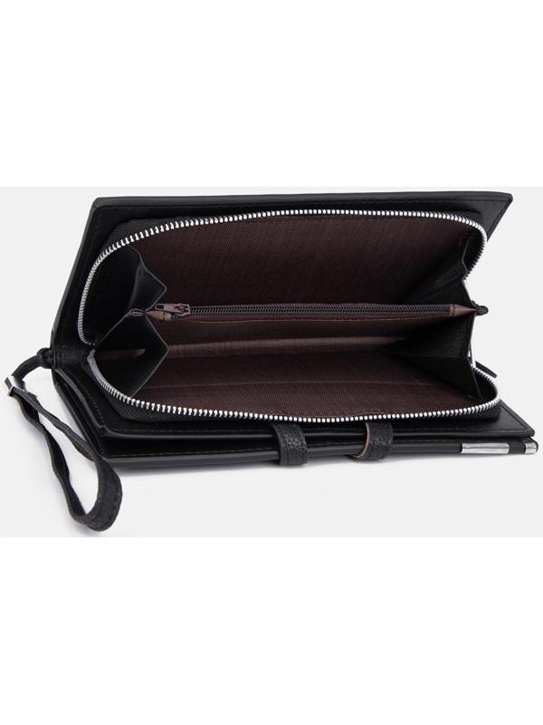 Портмоне на кнопке, отдел для купюр, для карт, для монет, цвет чёрный