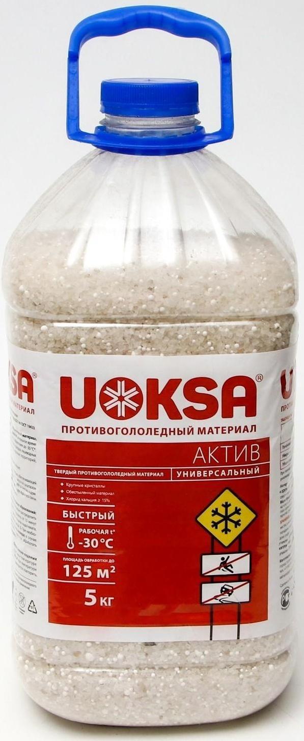 Противогололёдный материал UOKSA Актив -30 С, бутылка, 5 кг