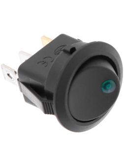 Переключатель чёрный с зеленой подсветкой, 12 В, 20 A, 3 контакта