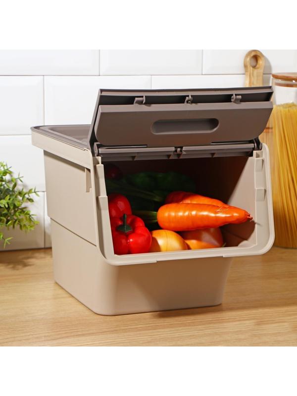 Ящик для овощей «Смарт», 12 л, 26×34×24 см, цвет латте