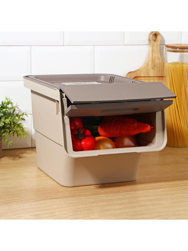 Ящик для овощей «Смарт», 12 л, 26×34×24 см, цвет латте