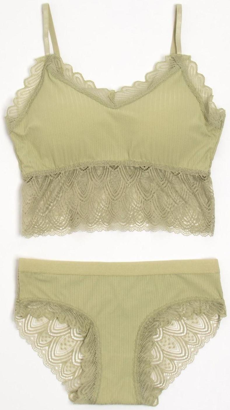 Комплект женский (топ, трусы) цвет олива, размер 42-44