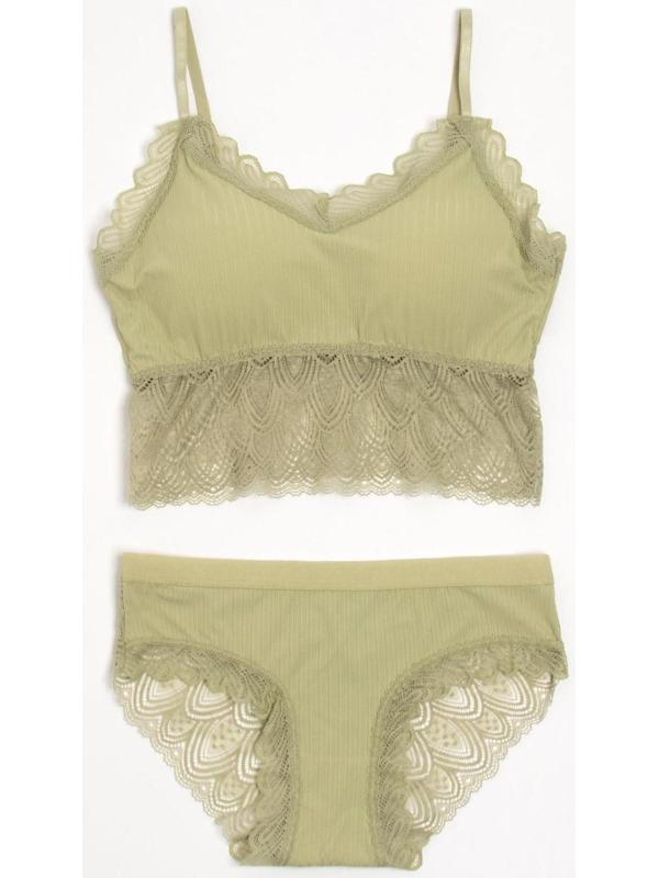 Комплект женский (топ, трусы) цвет олива, размер 42-44