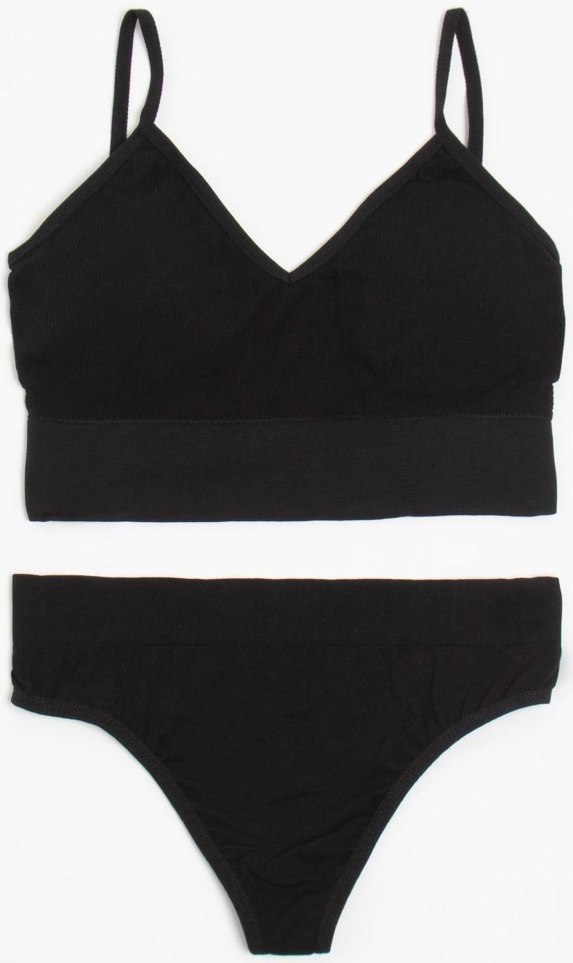 Комплект женский (топ, трусы) цвет чёрный, размер 42-44