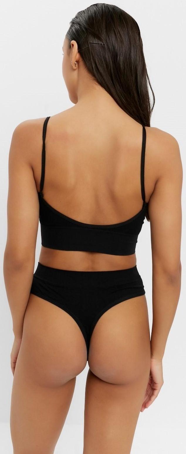 Комплект женский (топ, трусы) цвет чёрный, размер 42-44