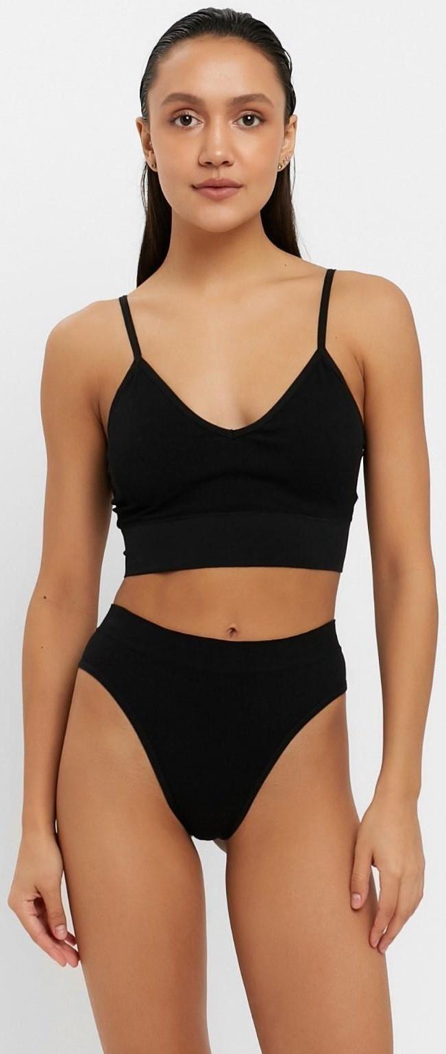 Комплект женский (топ, трусы) цвет чёрный, размер 42-44