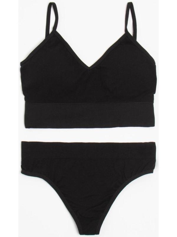 Комплект женский (топ, трусы) цвет чёрный, размер 42-44