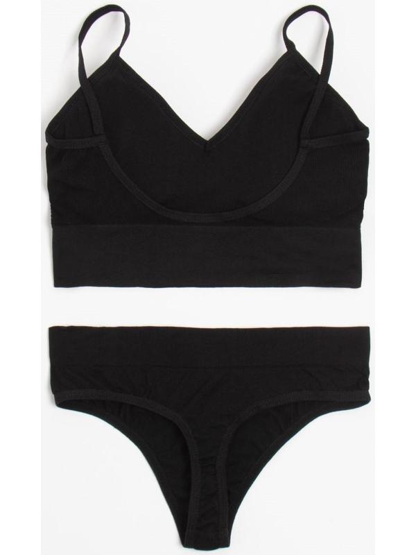 Комплект женский (топ, трусы) цвет чёрный, размер 42-44