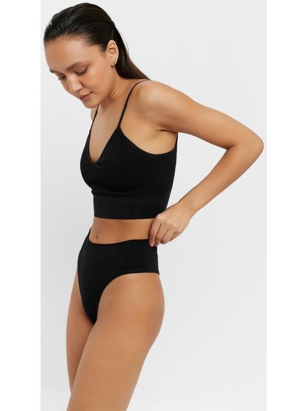 Комплект женский (топ, трусы) цвет чёрный, размер 42-44