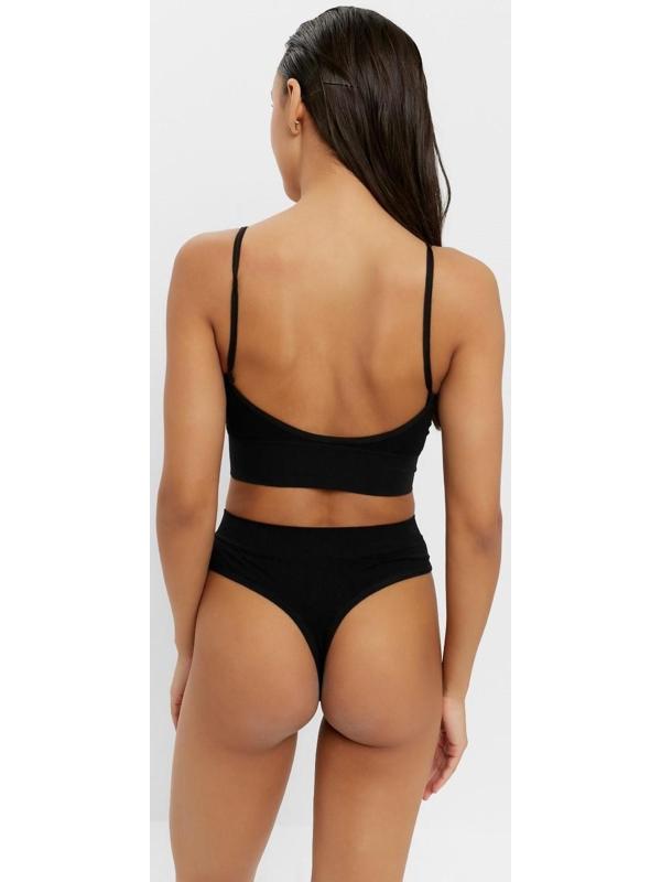 Комплект женский (топ, трусы) цвет чёрный, размер 42-44