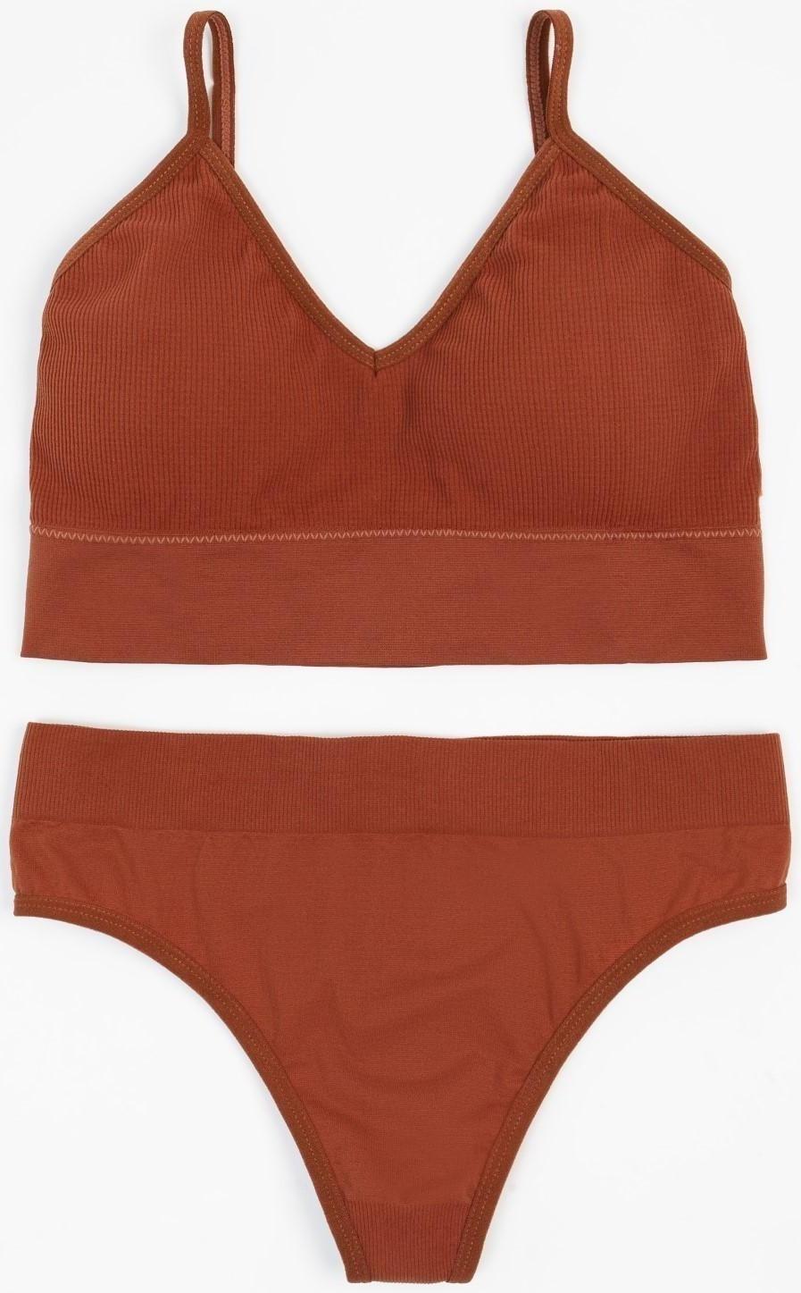 Комплект женский (топ, трусы) 118 цвет коричневый, р-р 42-44