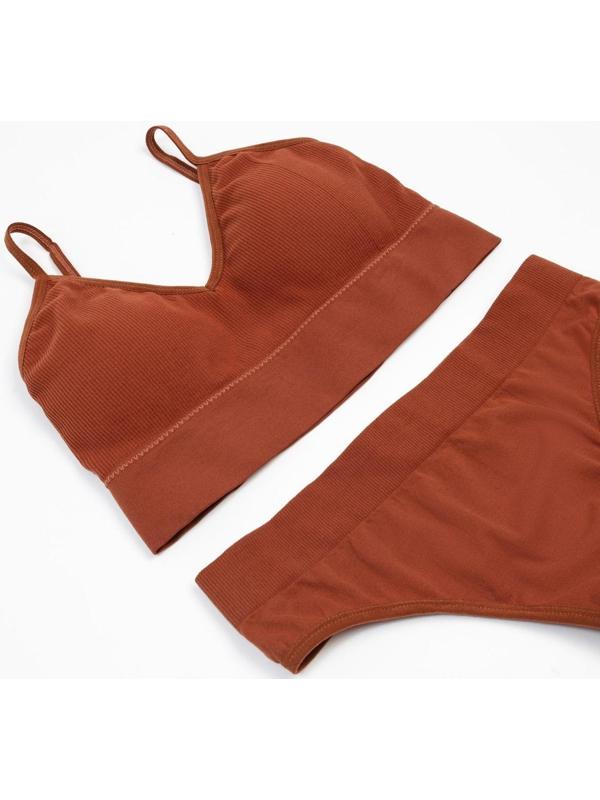 Комплект женский (топ, трусы) 118 цвет коричневый, р-р 42-44