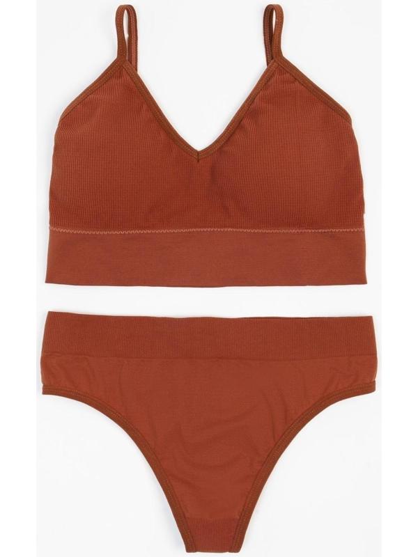 Комплект женский (топ, трусы) 118 цвет коричневый, р-р 42-44