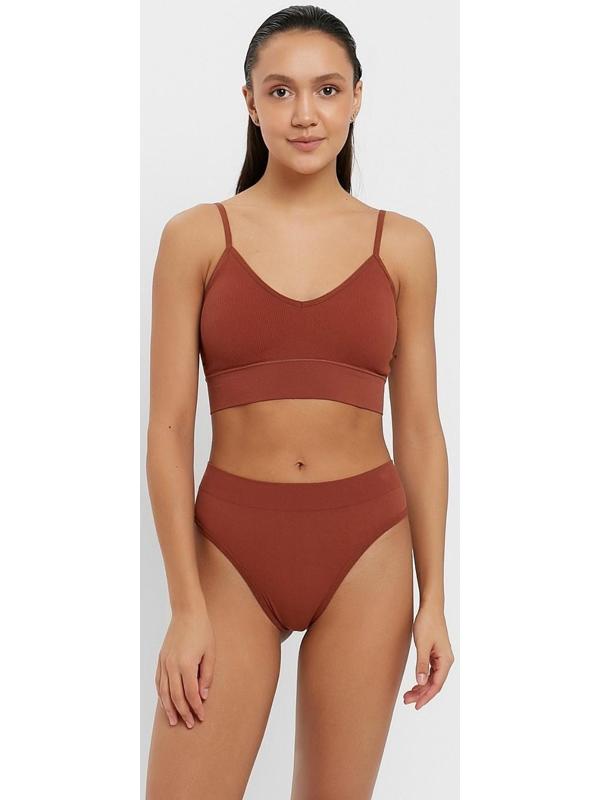 Комплект женский (топ, трусы) 118 цвет коричневый, р-р 42-44