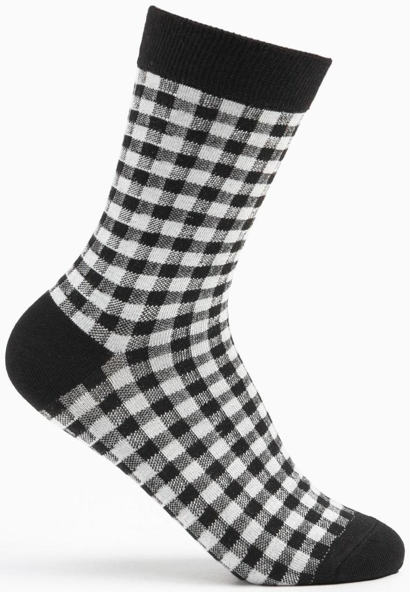 Носки женские, цвет чёрный/клетка, размер 36-40