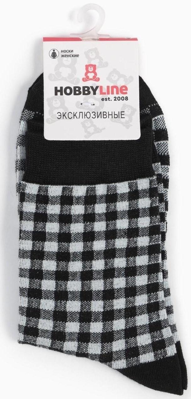Носки женские, цвет чёрный/клетка, размер 36-40