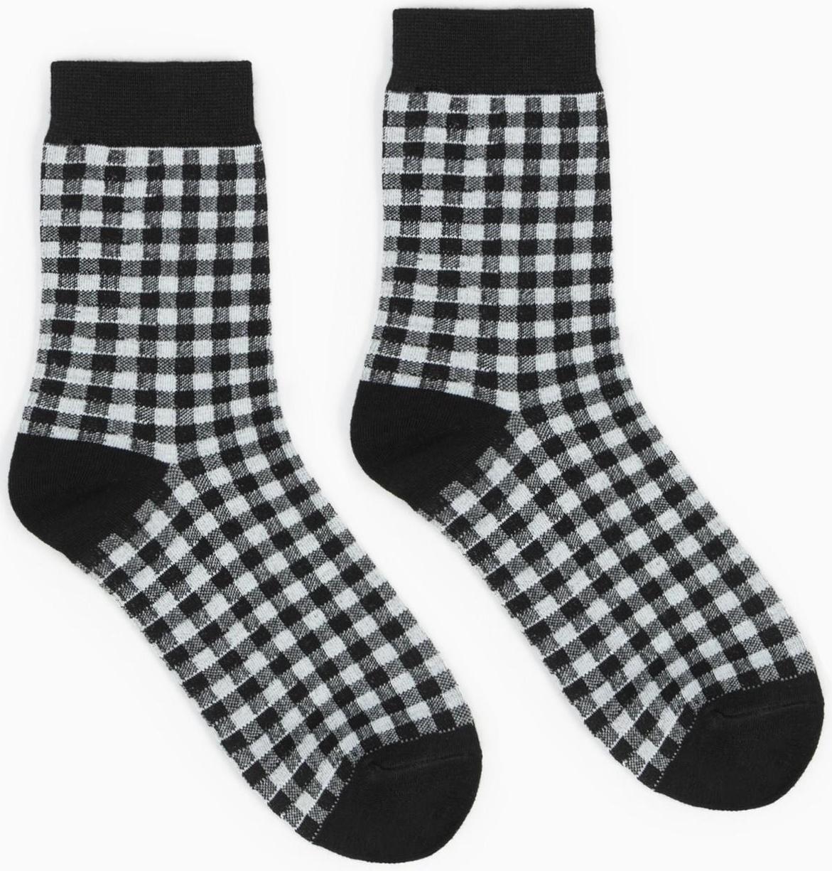 Носки женские, цвет чёрный/клетка, размер 36-40