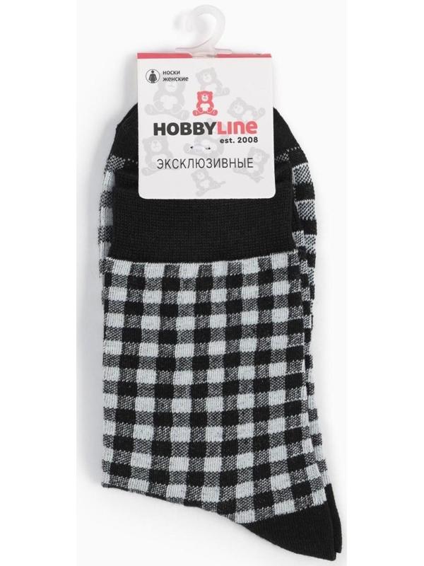 Носки женские, цвет чёрный/клетка, размер 36-40