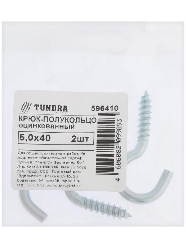 Шуруп-полукольцо, ТУНДРА, 5,0x40 белый цинк 2 шт