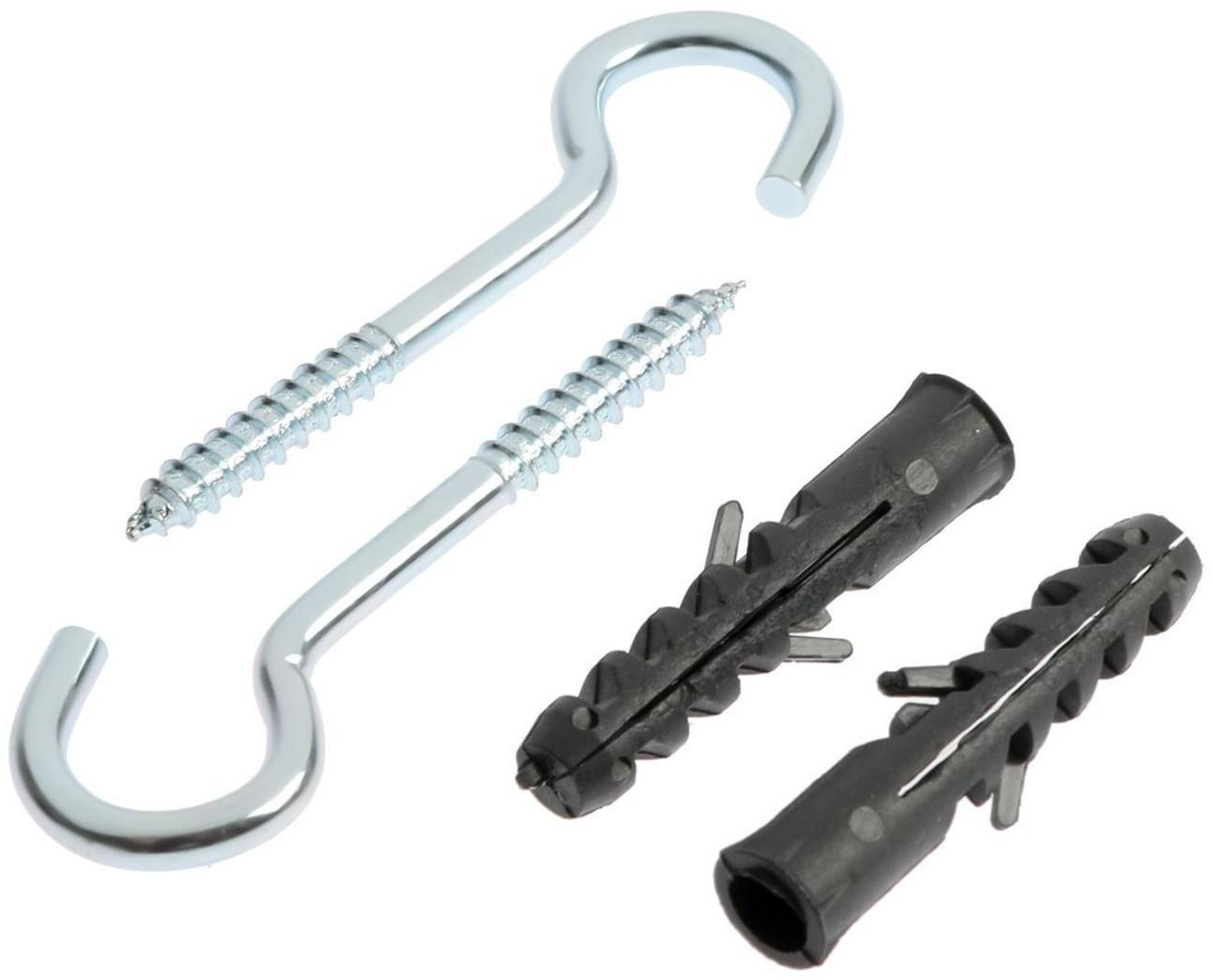 Шуруп-полукольцо, с дюбелем, ТУНДРА, 10 мм белый цинк 2 шт