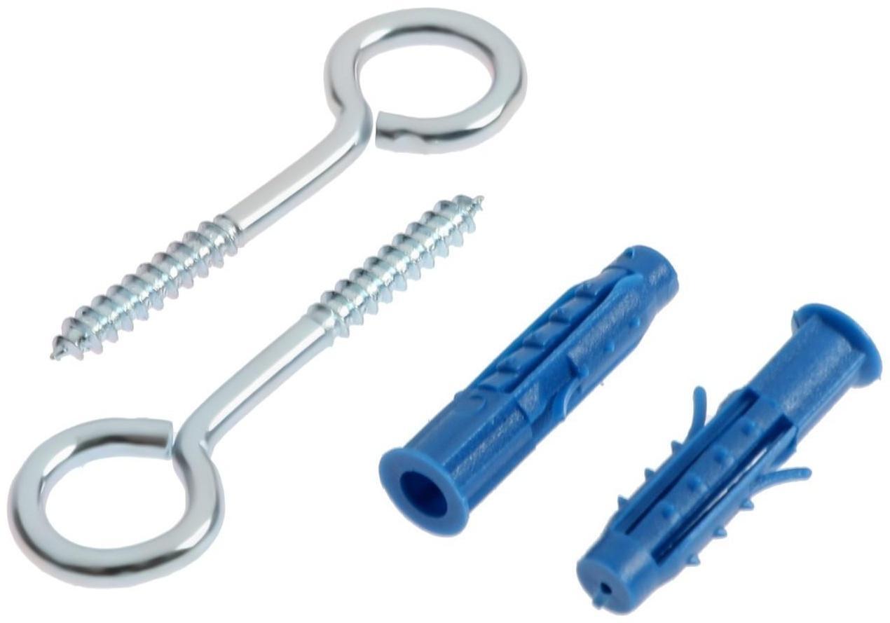 Шуруп-полукольцо, с дюбелем, ТУНДРА 6 мм белый цинк 6 шт