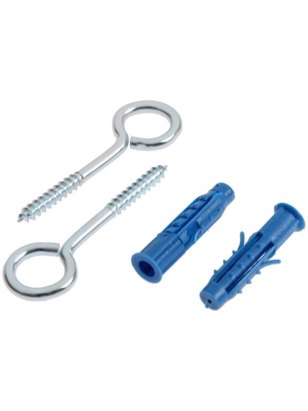 Шуруп-полукольцо, с дюбелем, ТУНДРА 6 мм белый цинк 6 шт