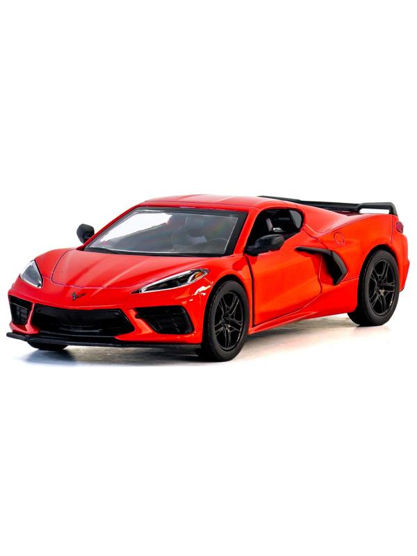 Металлическая машинка Kinsmart 1:36 «Chevrolet Corvette Stingray C8» KT5432D,12,5 см., инерционная / Красный