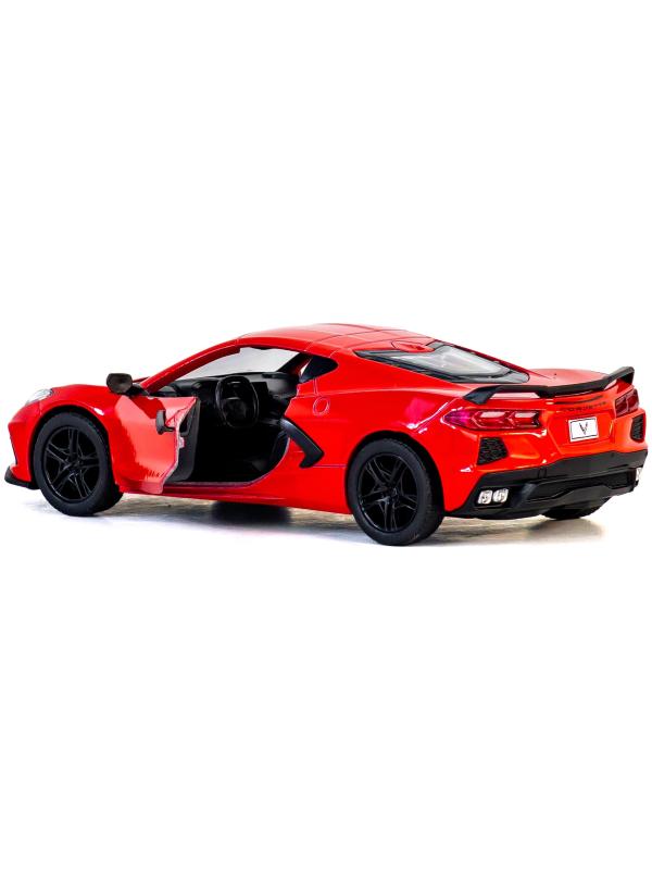 Металлическая машинка Kinsmart 1:36 «Chevrolet Corvette Stingray C8» KT5432D,12,5 см., инерционная / Красный