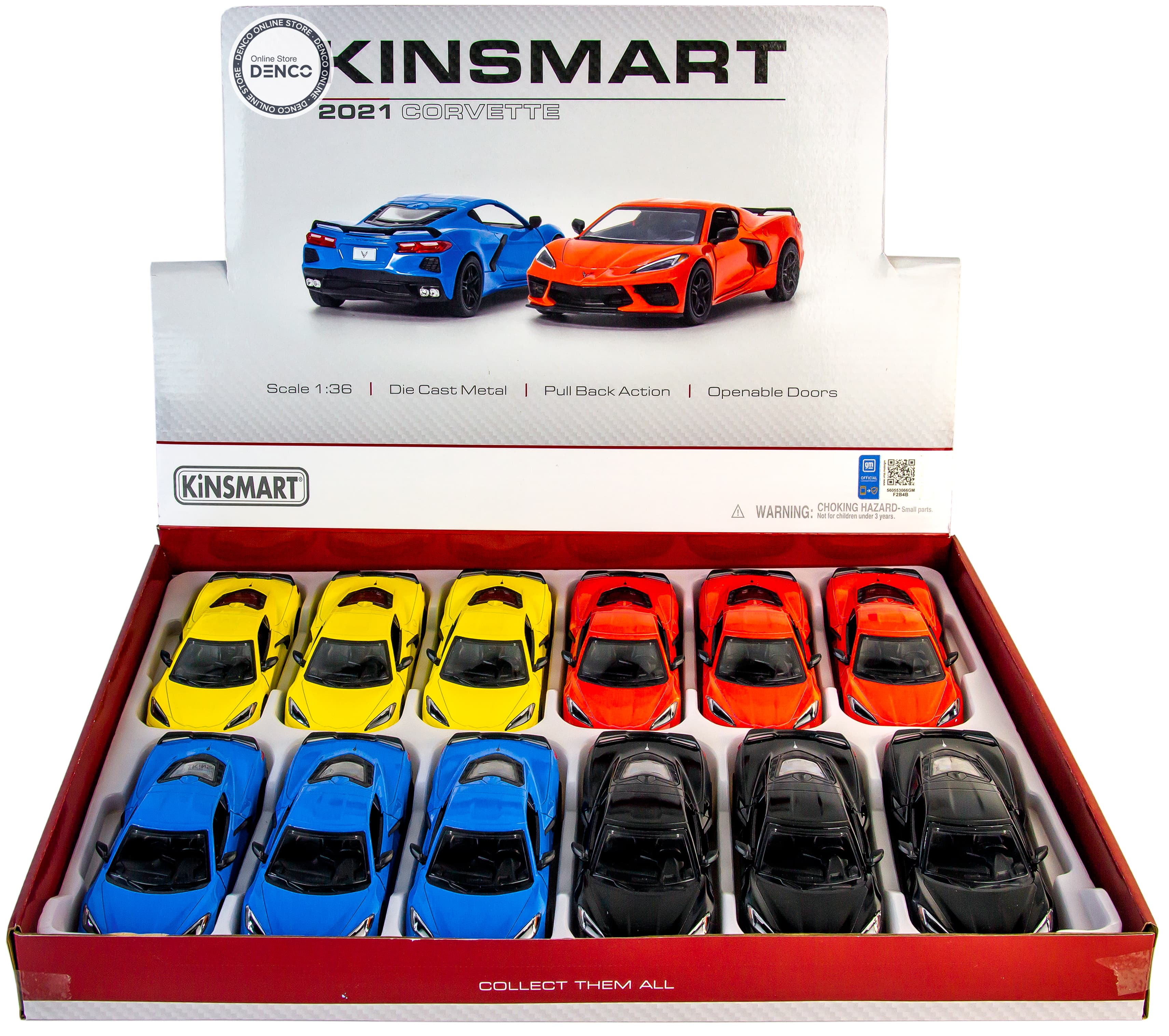 Металлическая машинка Kinsmart 1:36 «Chevrolet Corvette Stingray C8» KT5432D,12,5 см., инерционная / Синий