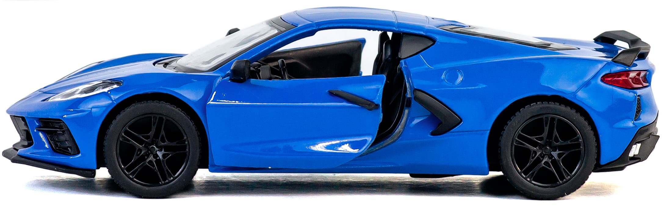 Металлическая машинка Kinsmart 1:36 «Chevrolet Corvette Stingray C8» KT5432D,12,5 см., инерционная / Синий