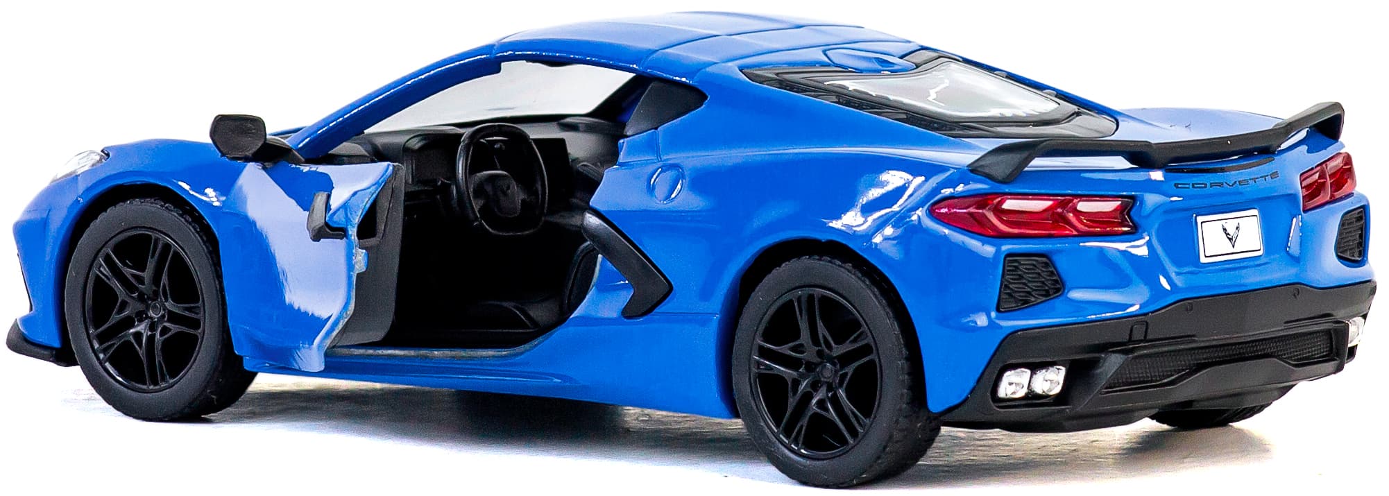 Металлическая машинка Kinsmart 1:36 «Chevrolet Corvette Stingray C8» KT5432D,12,5 см., инерционная / Синий