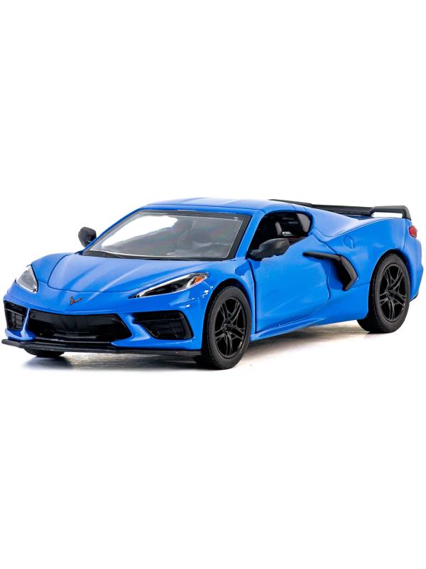 Металлическая машинка Kinsmart 1:36 «Chevrolet Corvette Stingray C8» KT5432D,12,5 см., инерционная / Синий