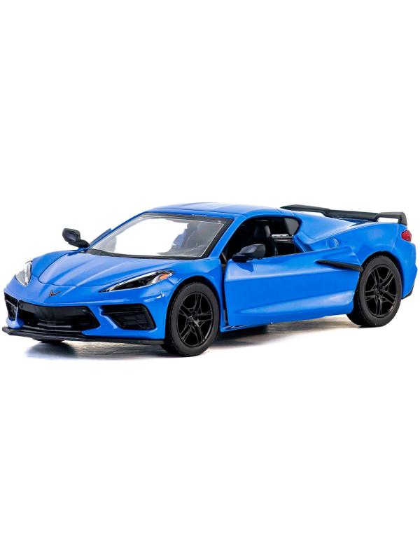 Металлическая машинка Kinsmart 1:36 «Chevrolet Corvette Stingray C8» KT5432D,12,5 см., инерционная / Синий