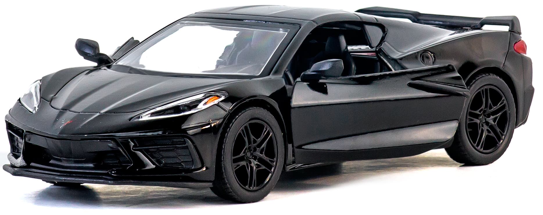 Металлическая машинка Kinsmart 1:36 «Chevrolet Corvette Stingray C8» KT5432D,12,5 см., инерционная / Черный
