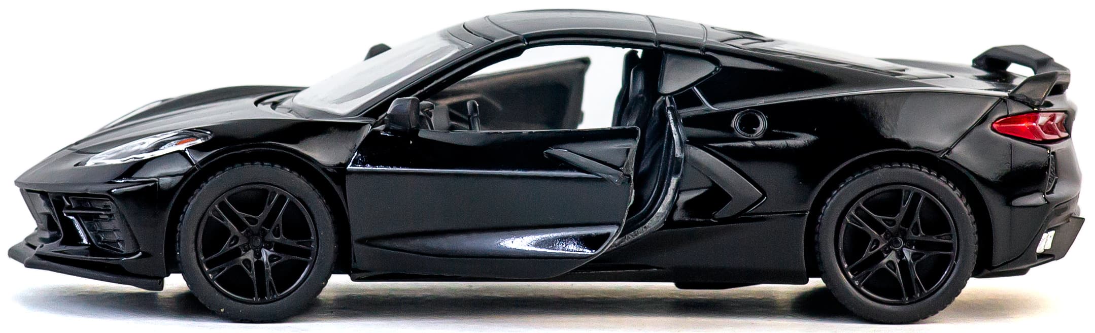 Металлическая машинка Kinsmart 1:36 «Chevrolet Corvette Stingray C8» KT5432D,12,5 см., инерционная / Черный