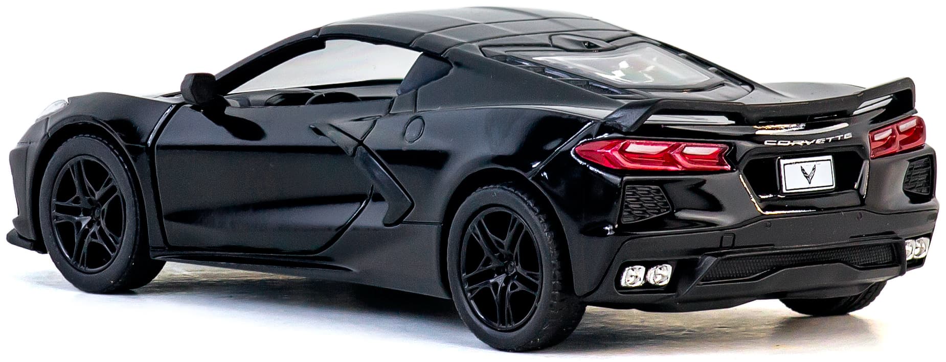 Металлическая машинка Kinsmart 1:36 «Chevrolet Corvette Stingray C8» KT5432D,12,5 см., инерционная / Черный