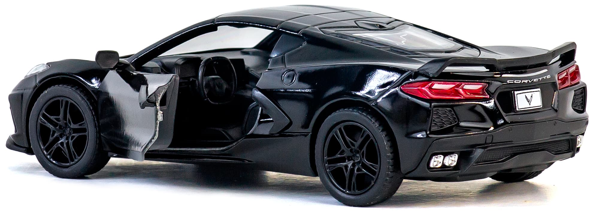 Металлическая машинка Kinsmart 1:36 «Chevrolet Corvette Stingray C8» KT5432D,12,5 см., инерционная / Черный