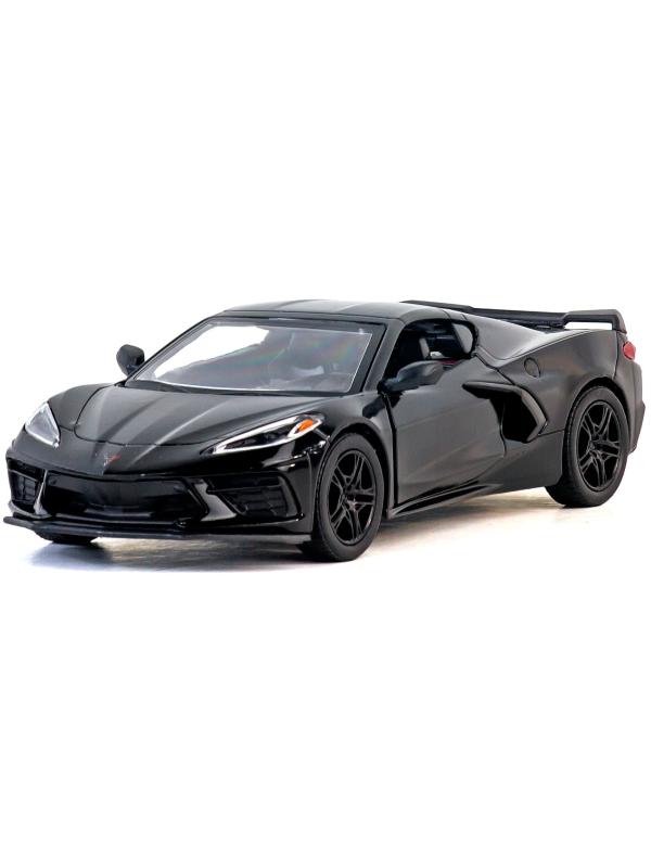 Металлическая машинка Kinsmart 1:36 «Chevrolet Corvette Stingray C8» KT5432D,12,5 см., инерционная / Черный