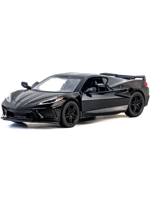 Металлическая машинка Kinsmart 1:36 «Chevrolet Corvette Stingray C8» KT5432D,12,5 см., инерционная / Черный