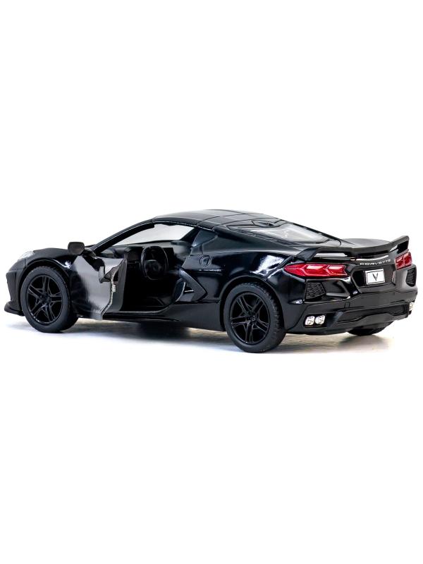 Металлическая машинка Kinsmart 1:36 «Chevrolet Corvette Stingray C8» KT5432D,12,5 см., инерционная / Черный