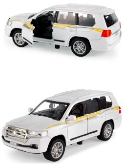 Металлическая машинка HengTeng Toys 1:36 «Toyota Land Cruiser» 53522-4A свет и звук, инерционная / Белый