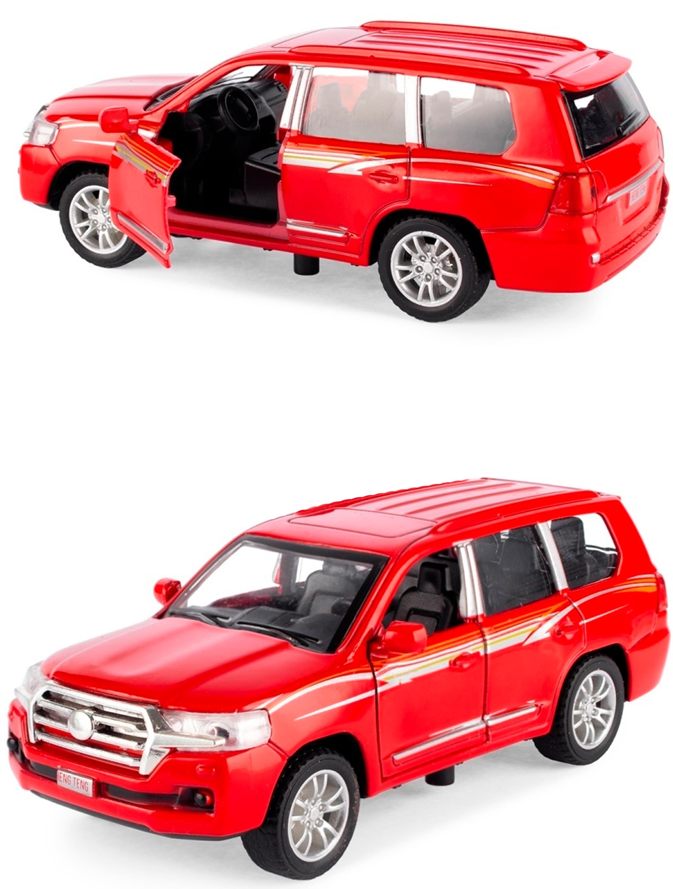 Металлическая машинка Heng Teng 1:36 «Toyota Land Cruiser 200» 53522-4A свет и звук, инерционная / Красный