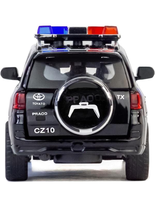 Металлическая машинка Che Zhi 1:32 «Toyota Land Cruiser Prado ФСБ» CZ15J, 16 см., инерционная, свет, звук / Черный