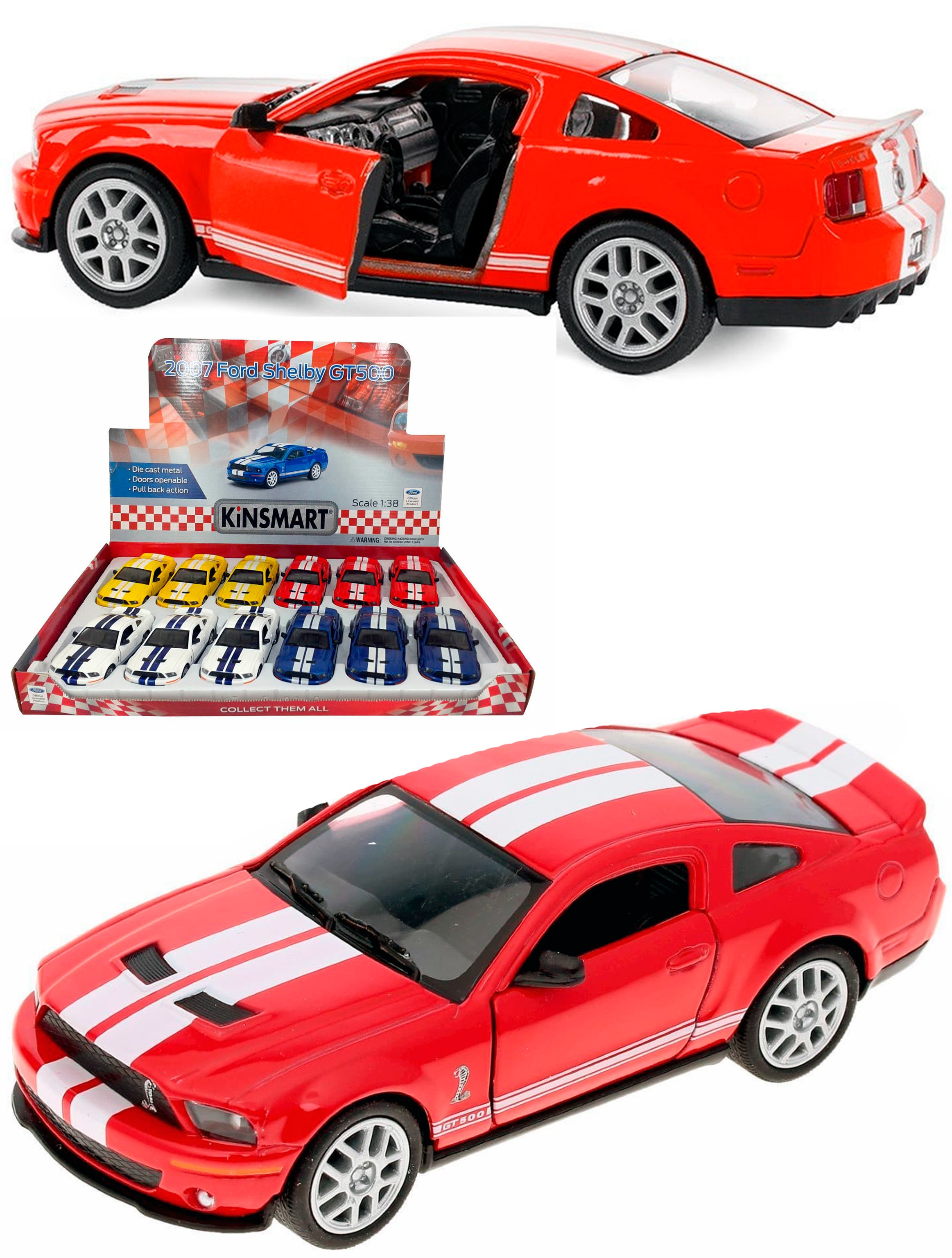 Металлическая машинка Kinsmart 1:38 «2007 Ford Shelby GT500» KT5310D инерционный / Красный