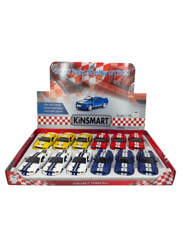 Металлическая машинка Kinsmart 1:38 «2007 Ford Shelby GT500» KT5310D инерционный / Желтый