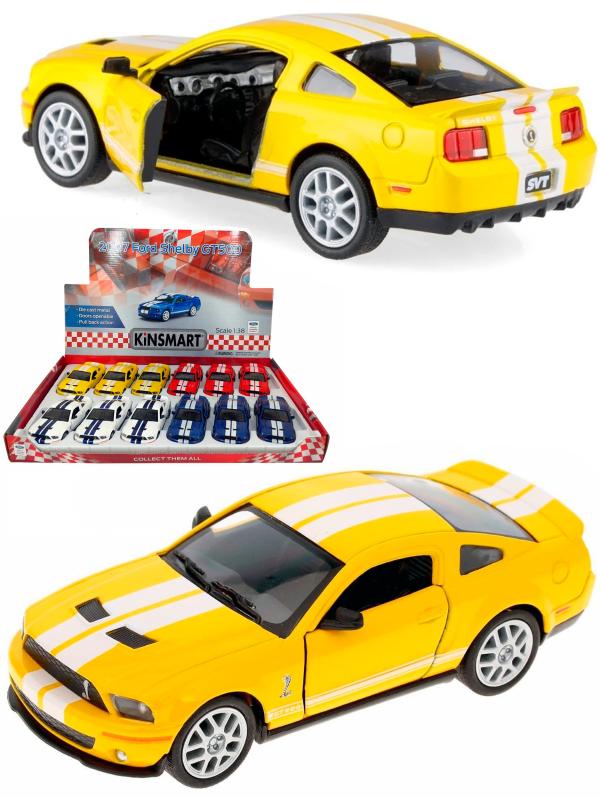 Металлическая машинка Kinsmart 1:38 «2007 Ford Shelby GT500» KT5310D инерционный / Желтый