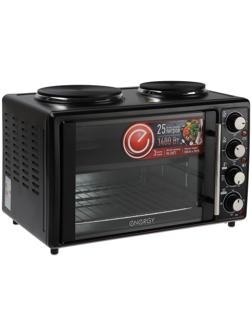 Мини-печь ENERGY GН25-В, 1400 Вт, 25 л, 90-250°C, 2 конфорки, чёрная